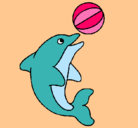 Dibujo Delfín jugando con una pelota pintado por alyta