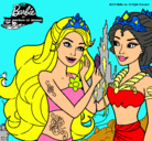 Dibujo Barbie se despiede de la reina sirena pintado por stefaniaaa