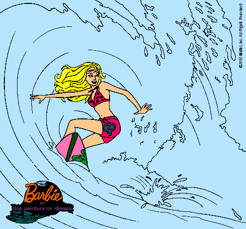 Dibujo Barbie practicando surf pintado por daiana1