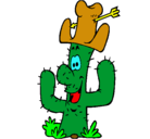 Dibujo Cactus con sombrero pintado por viri