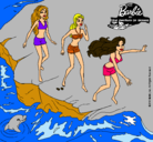 Dibujo Barbie y sus amigas en la playa pintado por valjul