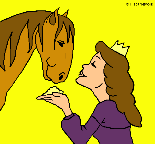 Dibujo Princesa y caballo pintado por juanita22