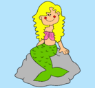 Dibujo Sirena sentada en una roca pintado por Anto265