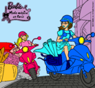 Dibujo Barbie y su amiga en moto pintado por gatitamiau