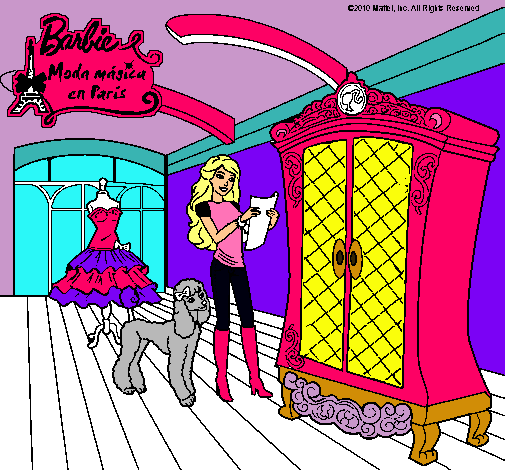 Dibujo Barbie delante del armario pintado por wendy432