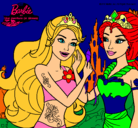 Dibujo Barbie se despiede de la reina sirena pintado por losa