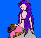 Dibujo Sirena con caracola pintado por Adelita