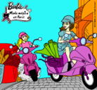 Dibujo Barbie y su amiga en moto pintado por andrea99