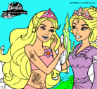 Dibujo Barbie se despiede de la reina sirena pintado por alegrenoelia