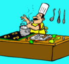 Dibujo Cocinero en la cocina pintado por Twikiki