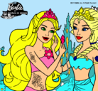 Dibujo Barbie se despiede de la reina sirena pintado por jackeline 