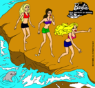 Dibujo Barbie y sus amigas en la playa pintado por Anaisau