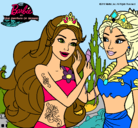 Dibujo Barbie se despiede de la reina sirena pintado por secrets