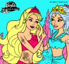 Dibujo Barbie se despiede de la reina sirena pintado por cristinilla