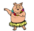 Dibujo Cerdo hawaiano pintado por panterita