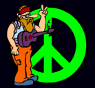 Dibujo Músico hippy pintado por natu