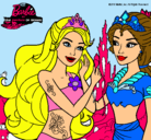 Dibujo Barbie se despiede de la reina sirena pintado por rosalinda