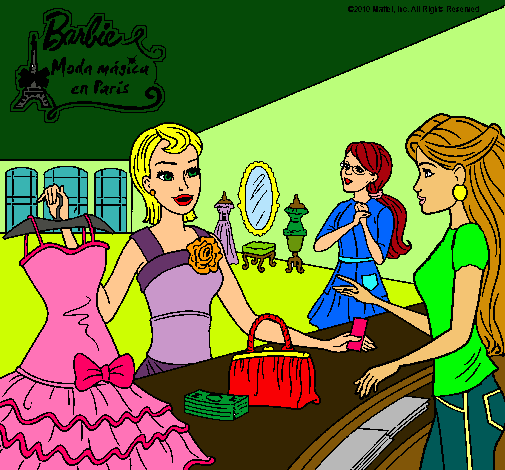 Dibujo Barbie en una tienda de ropa pintado por macasan
