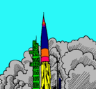 Dibujo Lanzamiento cohete pintado por Adelita