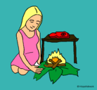 Dibujo Mujer cocinando pintado por simona