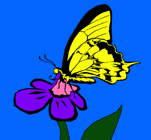 Dibujo Mariposa en una flor pintado por Adelita