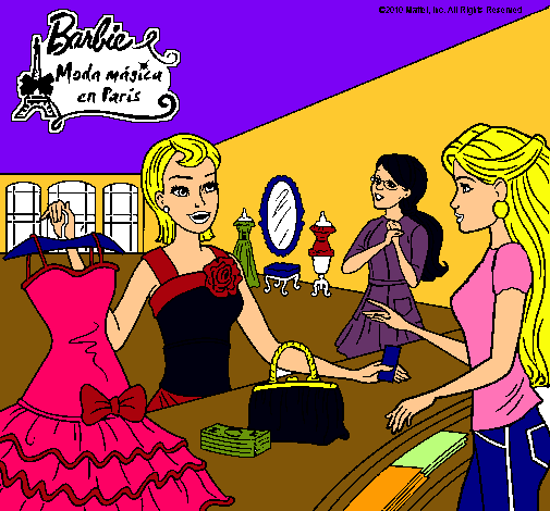 Dibujo Barbie en una tienda de ropa pintado por criistiina