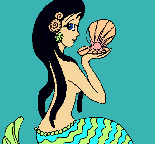 Dibujo Sirena y perla pintado por princessa9