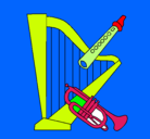Dibujo Arpa, flauta y trompeta pintado por ghjtgrsf34bnfvj