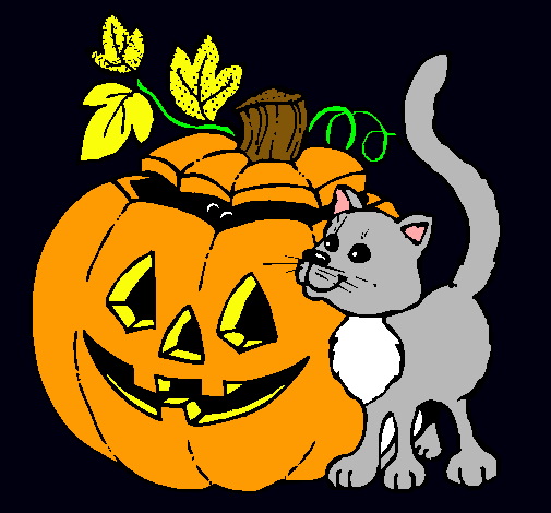 Calabaza y gato