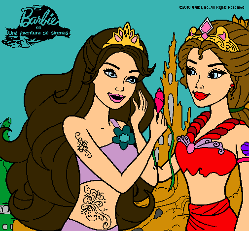 Dibujo Barbie se despiede de la reina sirena pintado por daiana1