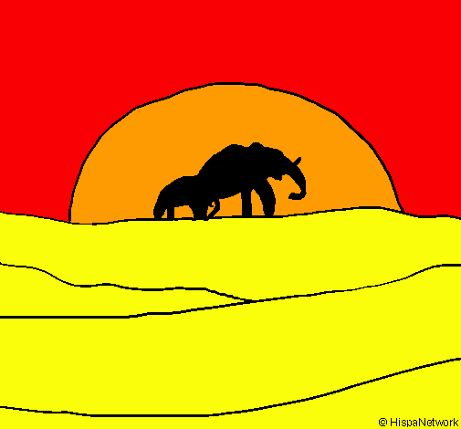 Elefante en el amanecer