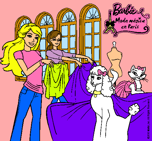 Barbie y su amiga mirando ropa