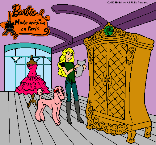 Dibujo Barbie delante del armario pintado por daiana1