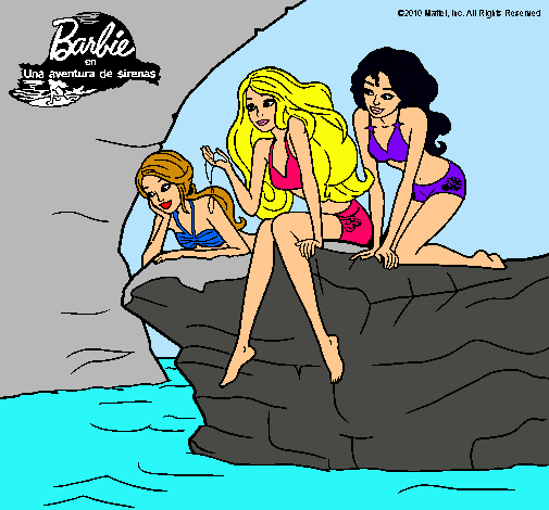 Dibujo Barbie y sus amigas sentadas pintado por casiso