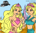 Dibujo Barbie se despiede de la reina sirena pintado por cami34