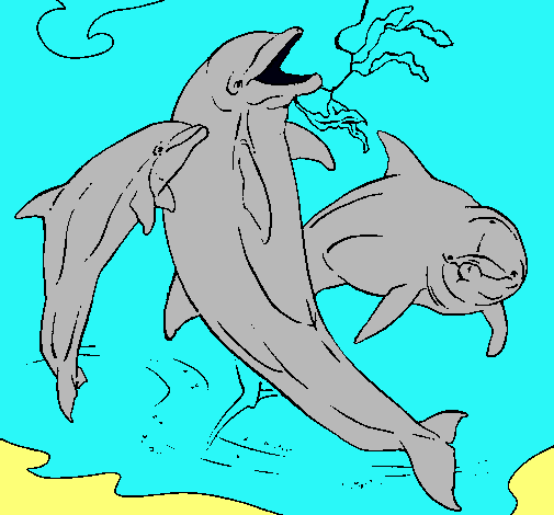 Dibujo Delfines jugando pintado por casiso