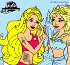 Dibujo Barbie se despiede de la reina sirena pintado por marion