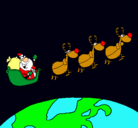 Dibujo Papa Noel repartiendo regalos 3 pintado por RAMIREZ