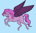 Dibujo Pegaso volando pintado por pinkigrama