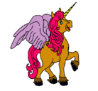 Dibujo Unicornio con alas pintado por poni