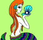 Dibujo Sirena y perla pintado por Adelita