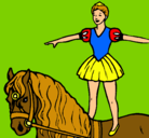 Dibujo Trapecista encima de caballo pintado por blancanieves