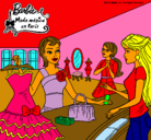 Dibujo Barbie en una tienda de ropa pintado por moda