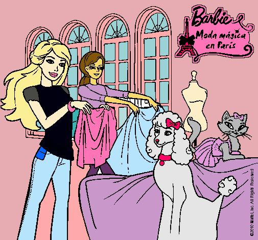 Barbie y su amiga mirando ropa