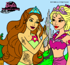 Dibujo Barbie se despiede de la reina sirena pintado por judit1