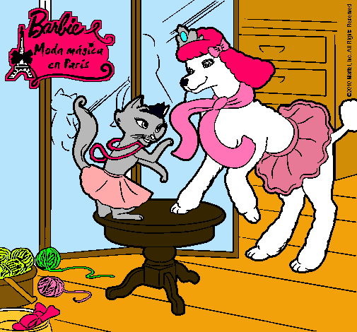 Las mascotas de Barbie jugando