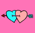 Dibujo Dos corazones con una flecha pintado por amis