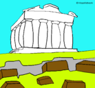 Dibujo Partenón pintado por grecia