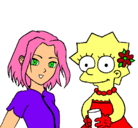 Dibujo Sakura y Lisa pintado por lolita
