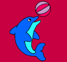 Dibujo Delfín jugando con una pelota pintado por delfincito